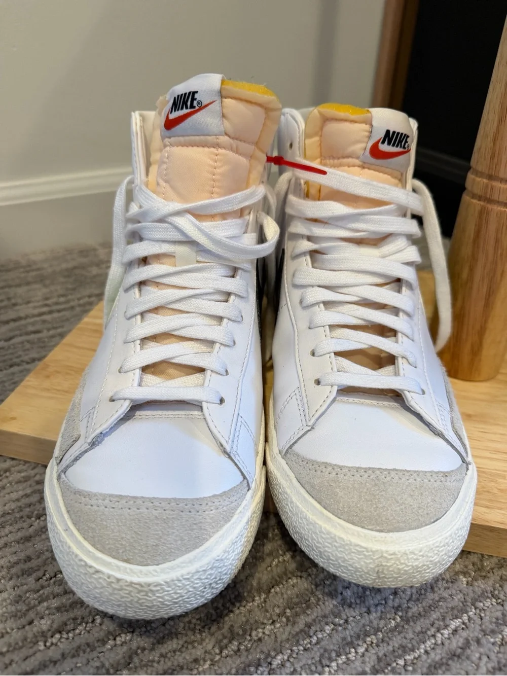 Nike High-Top Sneakers in White with Beige and Orange Accents